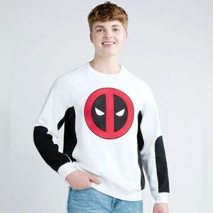 Men's Deadpool Graphic Crewneck Sweatshirt White 2XL